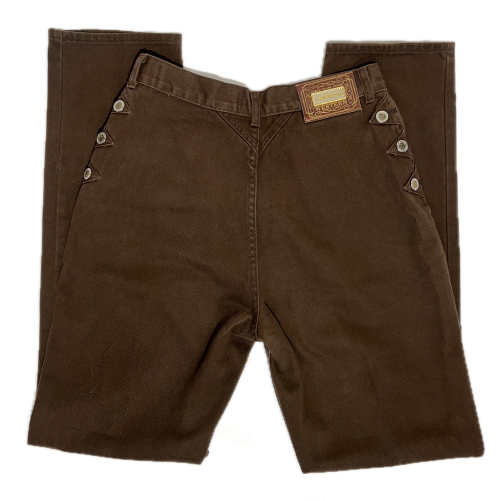 Vintage Lawman Bareback Chocolate Brown Western Cowgirl Denim Jeans Sz 28 (9/10)